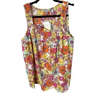 Floral And Ivy Blouse Size Small NWT Polyester Sleeveless Shirt Spring Flowers